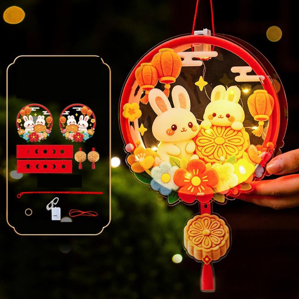 Cute Bunny Lantern Cartoon Handheld Rabbit Flower Lantern Mid Autumn Lantern  Holiday Decoration