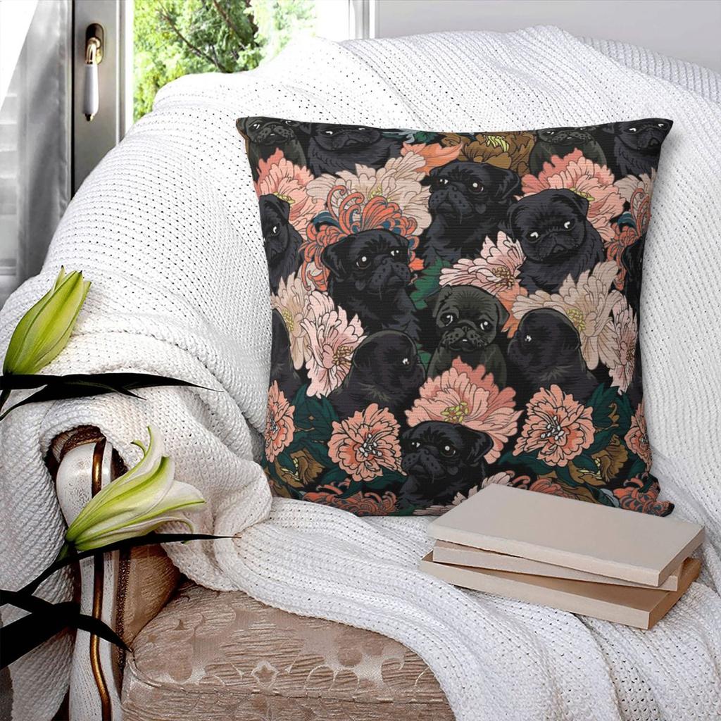 Because Black Pug Square Pillowcase Pillow Cover Polyester Cushion Decor Comfort Throw Pillow for Home Car