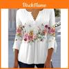 Floral Print T Shirt For Women With 3d Effect Polyester V Neck Short Sleeve Casual Top