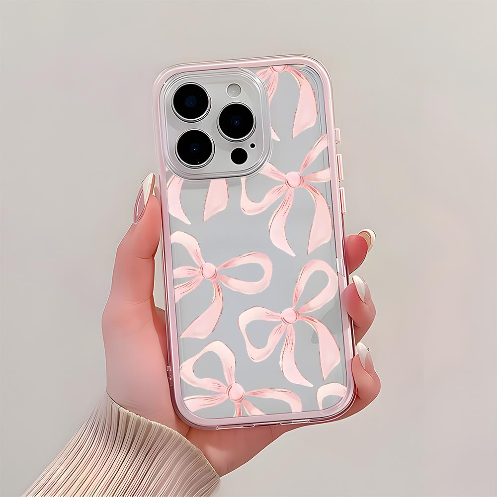 Eleganckie Różowe Wzory Kokardek Etui 2w1 Przezroczyste Dla Samsung Galaxy S26 Ultra S25 S23 FE S24 S22 Plus A57 A37 A55 A54 A36 A35 A16 Pokrowiec