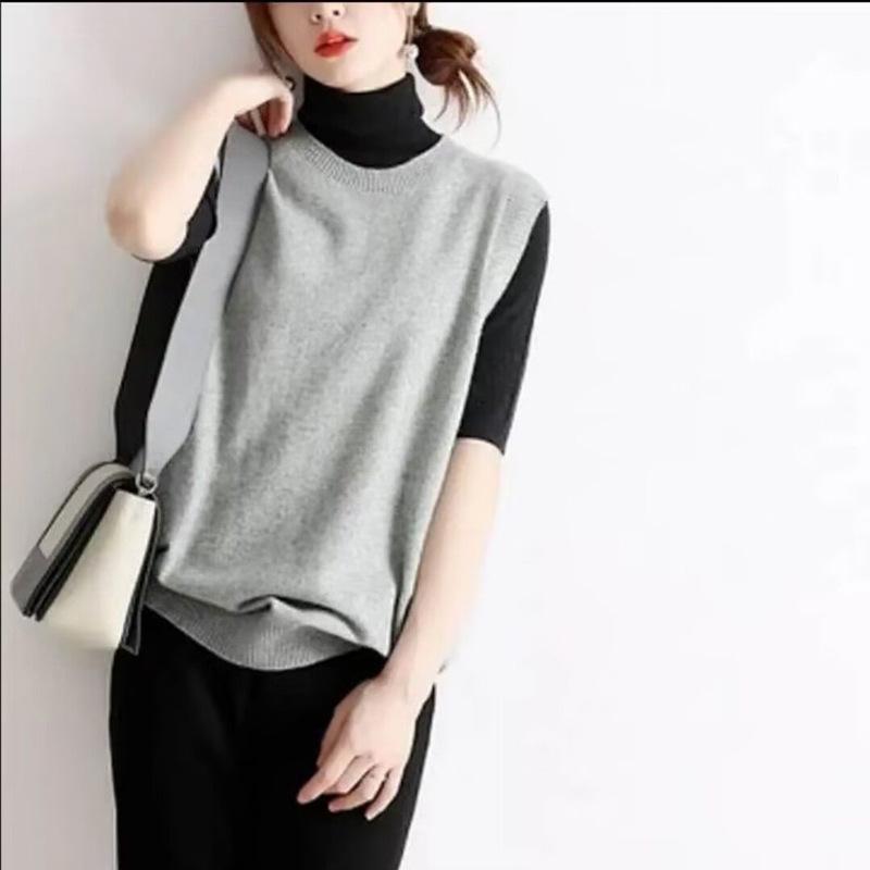 Autumn 2025 Women's Sleeveless Knit Vest - Loose Round Neck Sweater Shawl Top for Versatile Outerwear