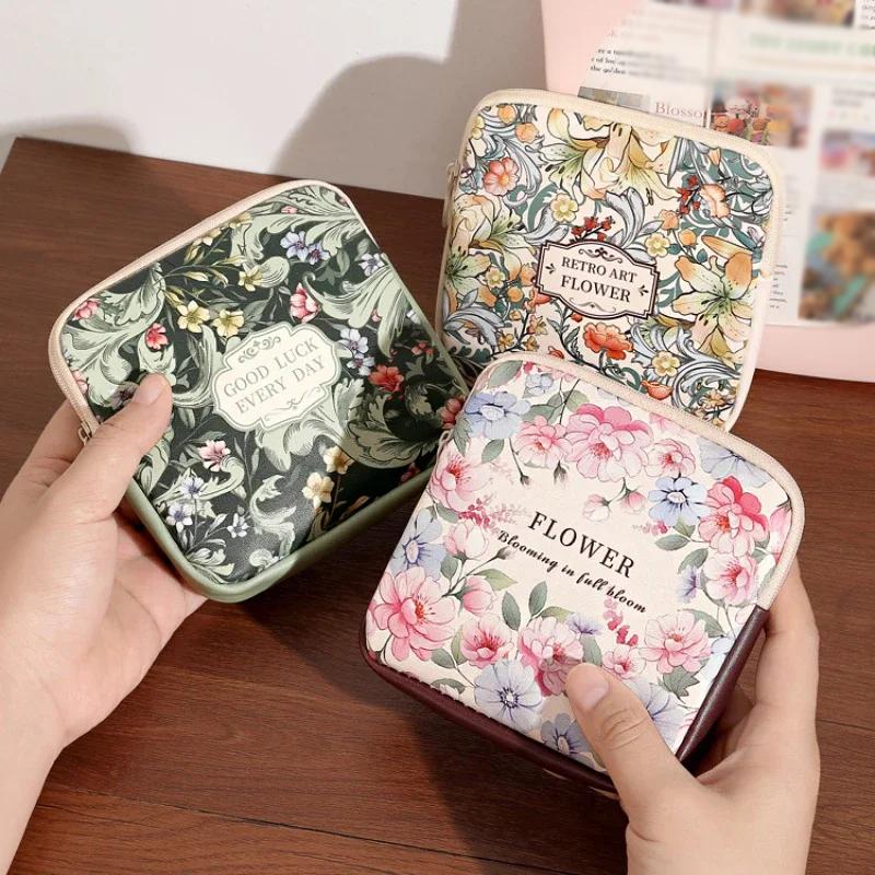 1PC Bag Print Floral Durable Large Capacity Premium Cosmetic Cute Bag Portable Makeup Travel 12*12cm