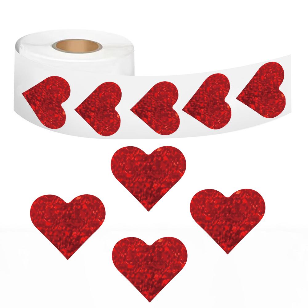 

500PCS Red heart shaped shape Roll Sticker Phone Gift Living Room Creative Coffee Phone Skateboard Art Picture Luggage Paintings