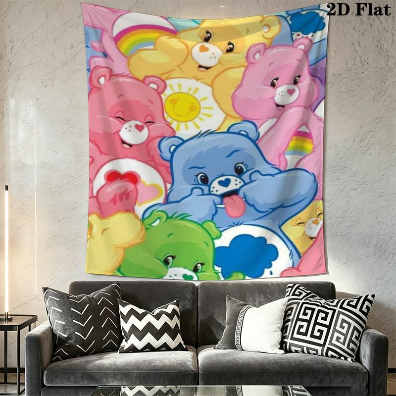 Care Bears Wall Tapestry Aesthetic Wall Hanging Printed Fabric Blanket Decorative Tapestries for Bedroom Living Room Home Decor