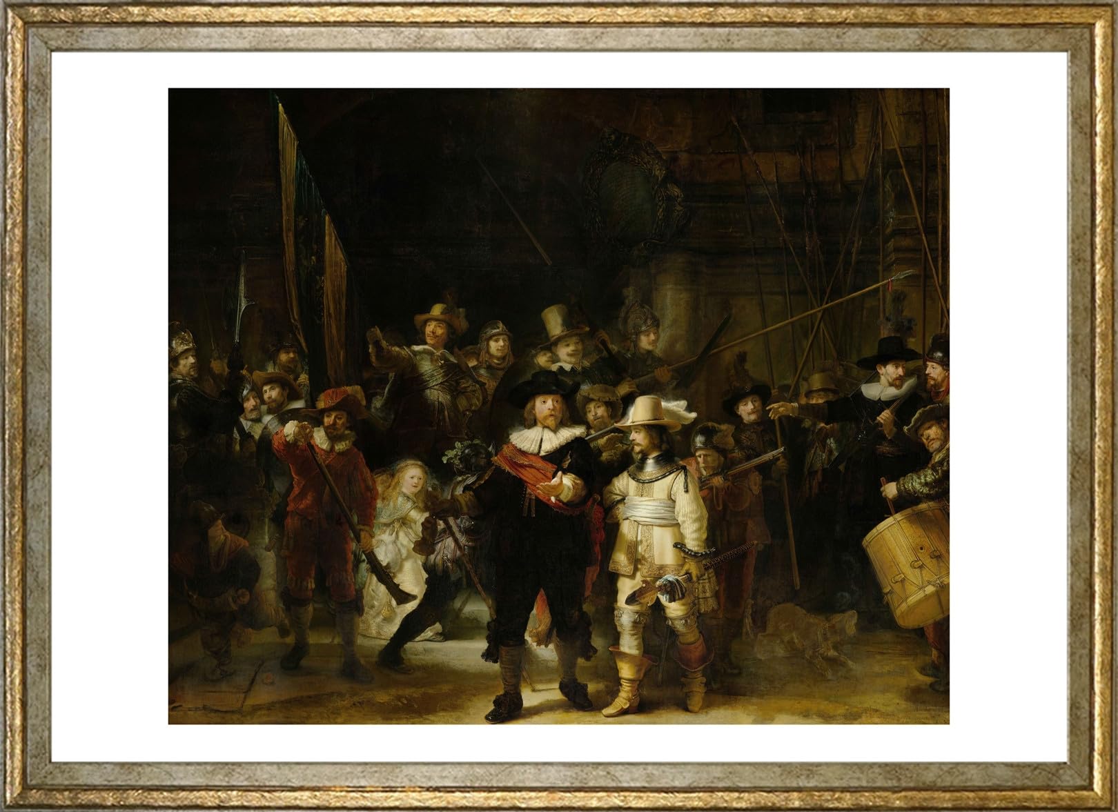 

Rembrandt van Rijn (The Night Watch) Poster, A3 Size, Interior Wallpaper, Painting, Art Poster, Gold Frame