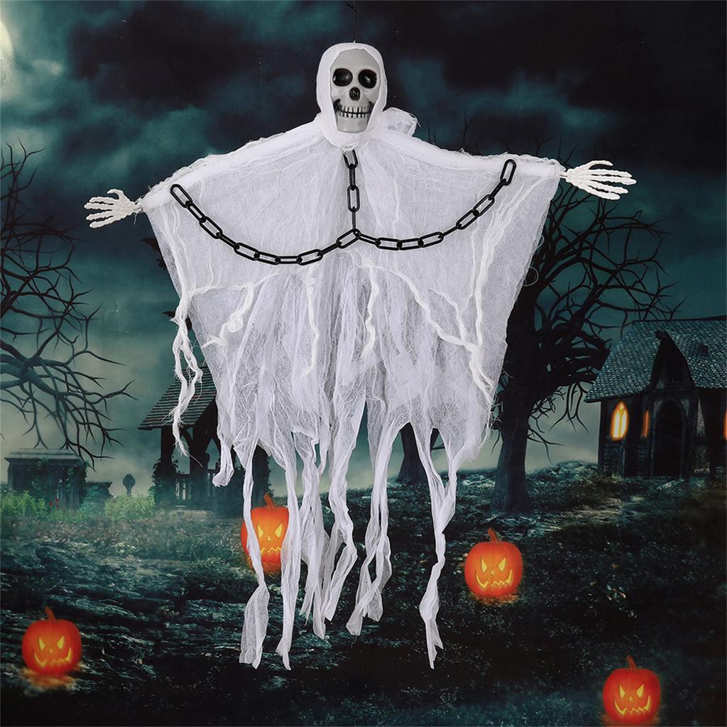 Realistic Hanging Skeleton Ghost Halloween Decoration With Plastic Chains For Indoor Outdoor Party Decor
