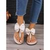 Damensandalen Sommer Neu Fischgrätenmuster Damensandalen Hanfseil Sohle Zehentrenner Mode Trend Schleifensandalen