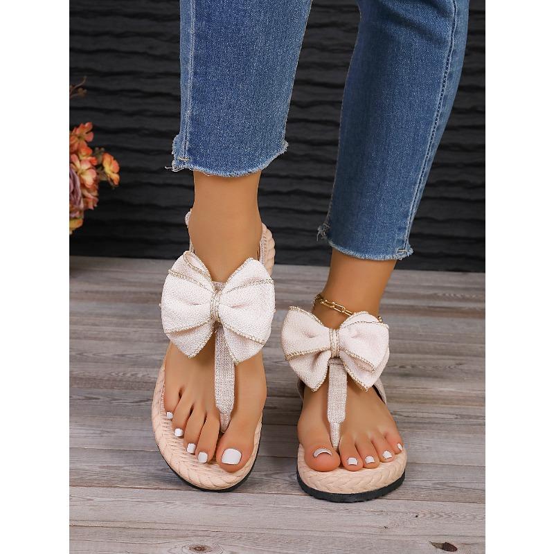 Women's Sandals Summer New Herringbone Women's Sandals Hemp Rope Bottom Clip Toe Fashion Trend Bow Sandals