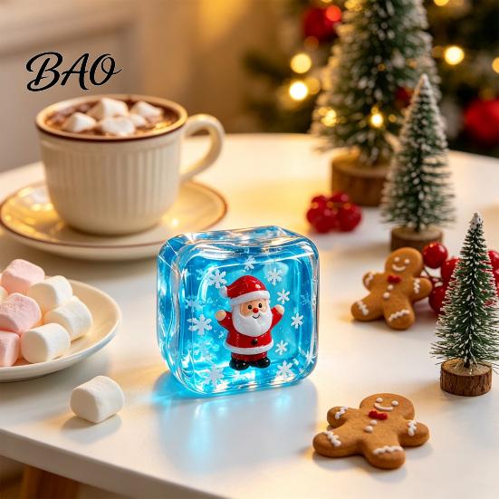 Stress Relief Cube Toy for Halloween Christmas, Anxiety Reduction Ice Squeeze Toy, Slow Rising Clear Sensory Holiday Gift Elastic TPR