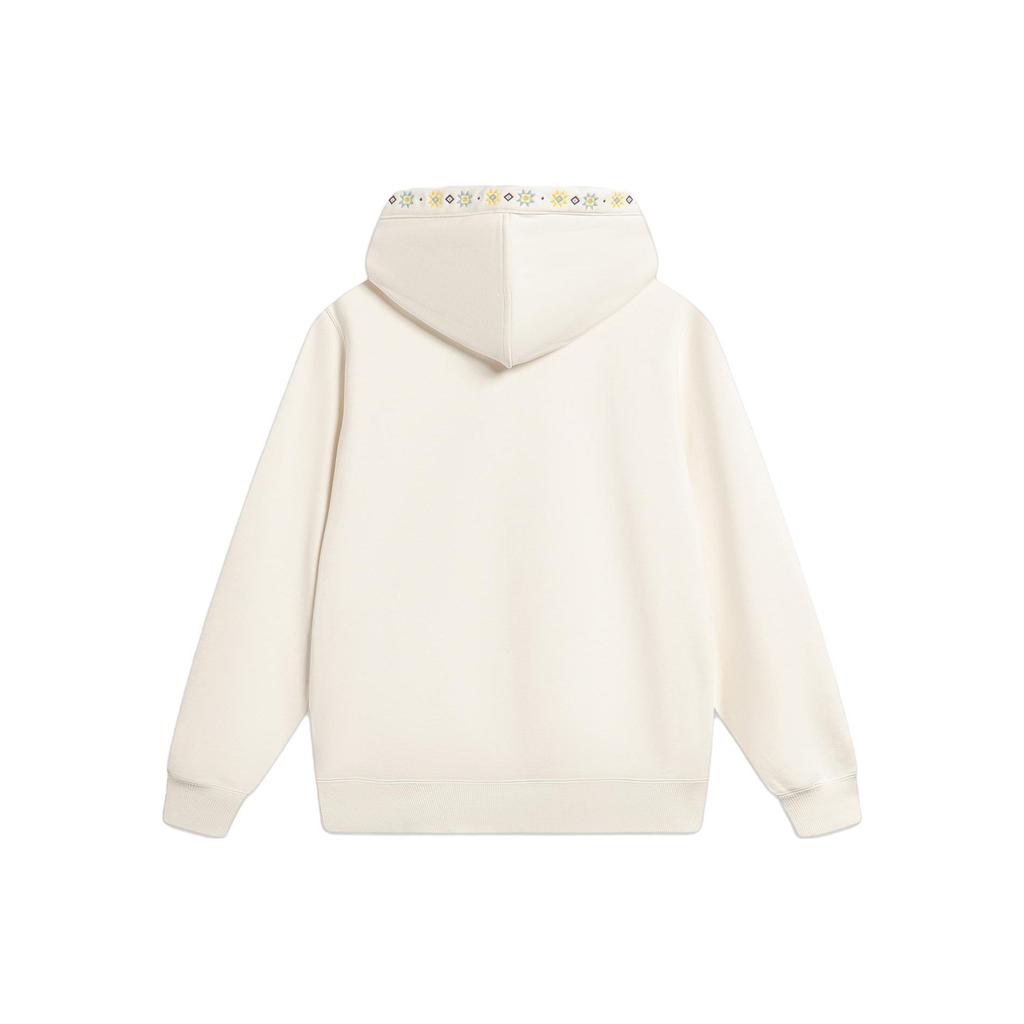 Li-Ning Plain Hooded Pullover Long Sleeve Sweatshirt Men Sweatshirts Off-White AWDTE33-1