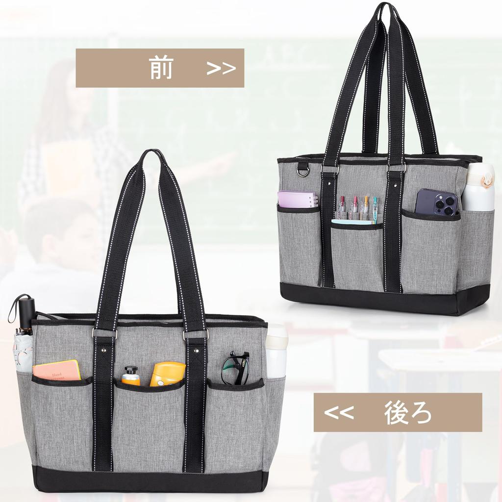 Tote Business Large Many A4 Document Includes Pen Holder and Sleeve for Inch Commuting to Business Gray [Damero] Teacher's Bag, Bag, Capacity,