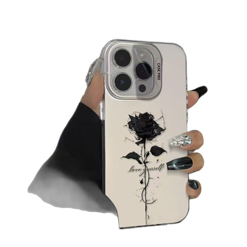 Svart ros Sterlingsilver Skal Mobilskal för Apple 17/16/15pro/14promax/13/12