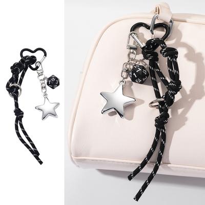 Lieblicher Herz Schlüsselanhänger Geflochtenes Seil Schlüsselring Stern Auto Schlüsselanhänger Rucksack Handtaschenanhänger Taschenanhänger Ornamente
