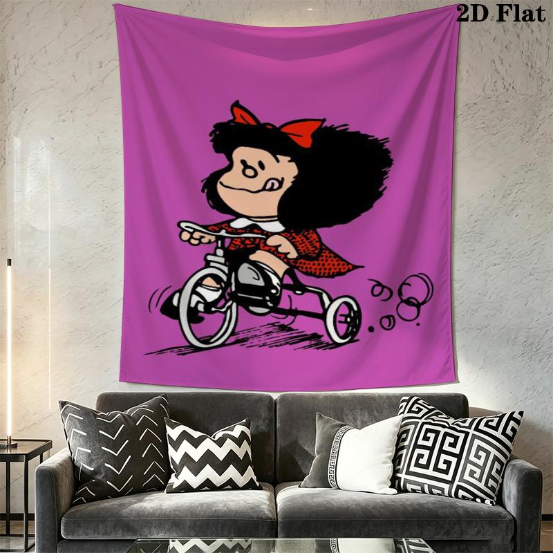 Mafalda Wall Tapestry Aesthetic Wall Hanging Printed Fabric Blanket Decorative Tapestries for Bedroom Living Room Home Decor