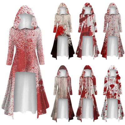 Topuri de damă la modă Halloween cu mânecă lungă cu glugă lungă cu fermoar vintage pelerina rochii largi