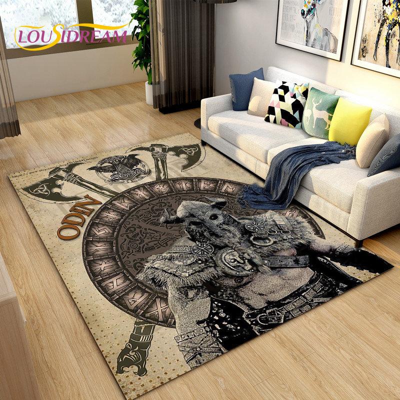 Vikings Nordic Mythology Odin Area Rug,Carpet Rug for Living Room Bedroom Sofa Doormat Decoration,Kids Play Non-slip Floor Mat