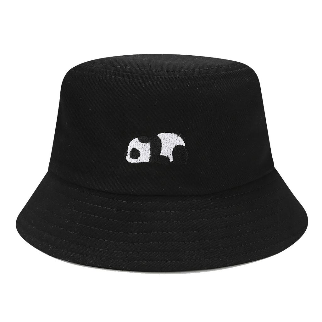 Cute red panda embroidered bucket hat women's fashion outdoor four seasons versatile summer ins sun hat