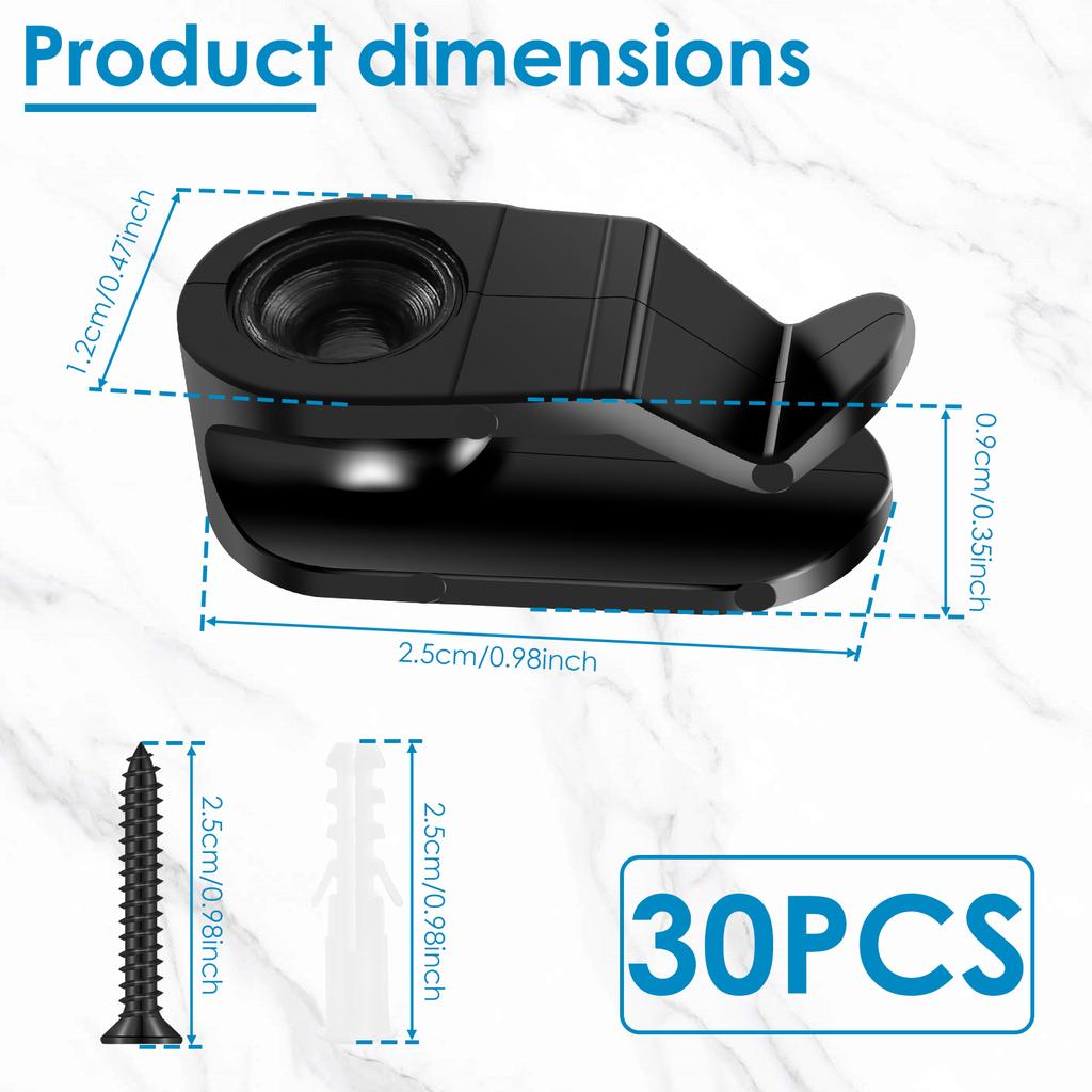 30Pcs Outdoor String Light Clips Weatherproof Cable Hanger Hooks Plastic Fairy Light Clips for Cable Holiday Decor for Outside