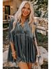 2025 Autumn Women's Solid Velvet Single-Breasted Pleated Long Sleeve Shirt - European and American Style