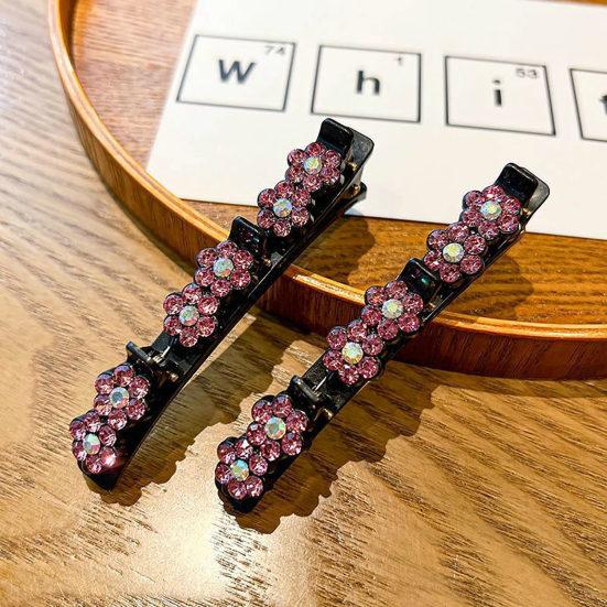 Korean Style Elegant Tight Anti-fall Side Bang Clip Shiny Rhinestone Flower Decor Double Layer Hairpin Hair Accessories