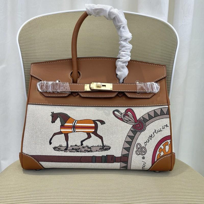 Cartoon Graffiti Leather Tote Bag Canvas Cowhide Contrast Handbag Women