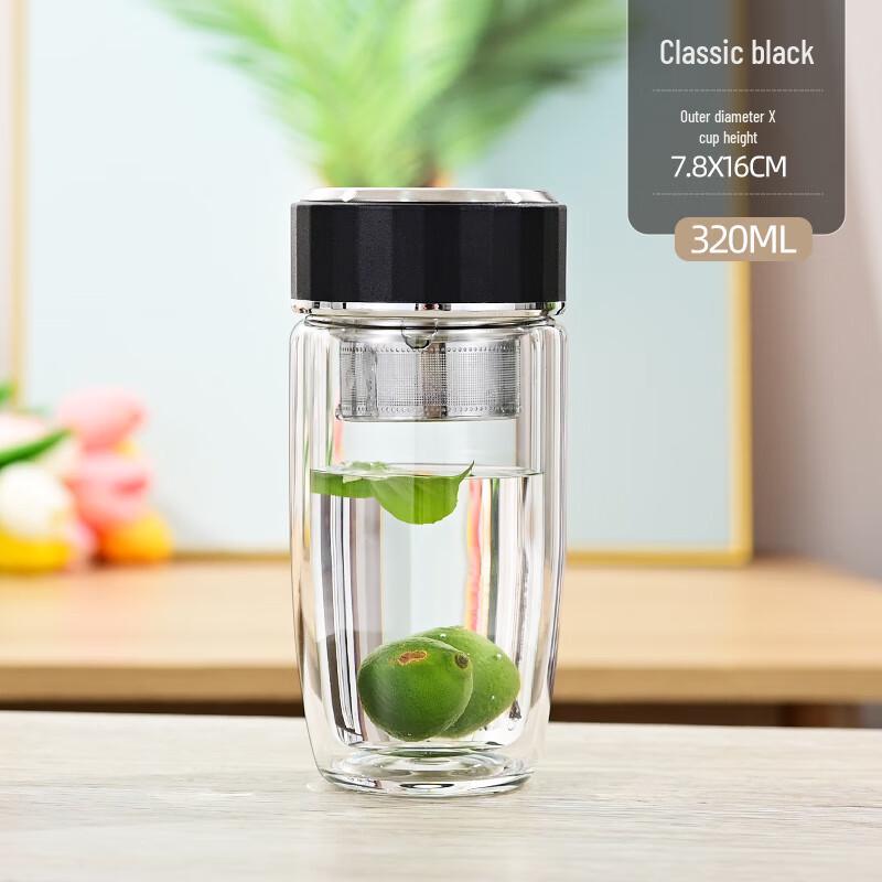 Shangqi Double Wall Glass Teacup with Lid