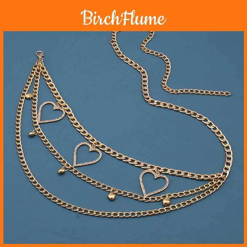 European Style Alloy Heart Waist Chain With Rhinestones For Women And Men