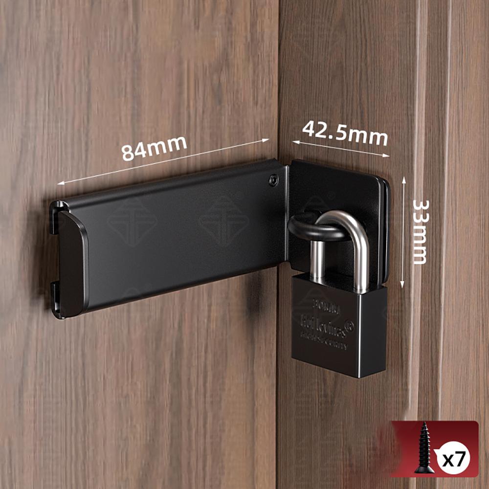 90-Degree Door Lock with Key, Right-Angle Sliding Hasp Latch for Outward-Opening Barn/Closet/Cabinet Doors, Screw Mount, 2 Keys