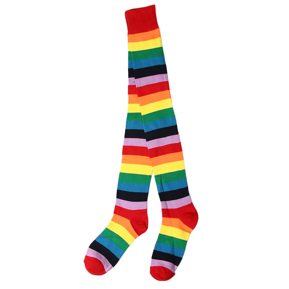 Girl Polyester Cotton Long Stockings Rainbow Colorful Stockings High Tights Women Stripey Stockings
