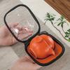 Japanese-style handmade ceramics, one pot and two cups of travel tea set, outdoor portable express cup storage design, simple tea brewer