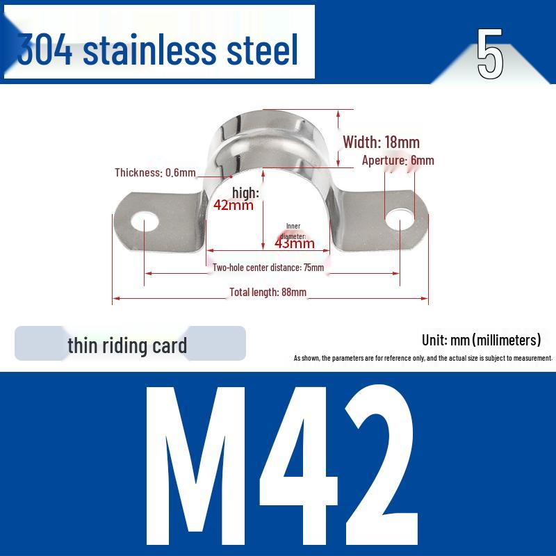 304 Stainless Steel U-Bolt Pipe Clamp Bracket - Pipe & Hose Clip Snap-on Hoop