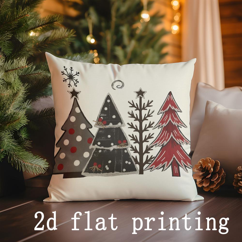 Home Decor Christmas Trees Pattern Pillow Covers Pattern Cushion Cover Suitable for Sofa Bedroom Car Pillow Cover