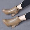 Leather boots women's new pointed waterproof table thick heel high heel fashion boots top layer cowhide cotton boots