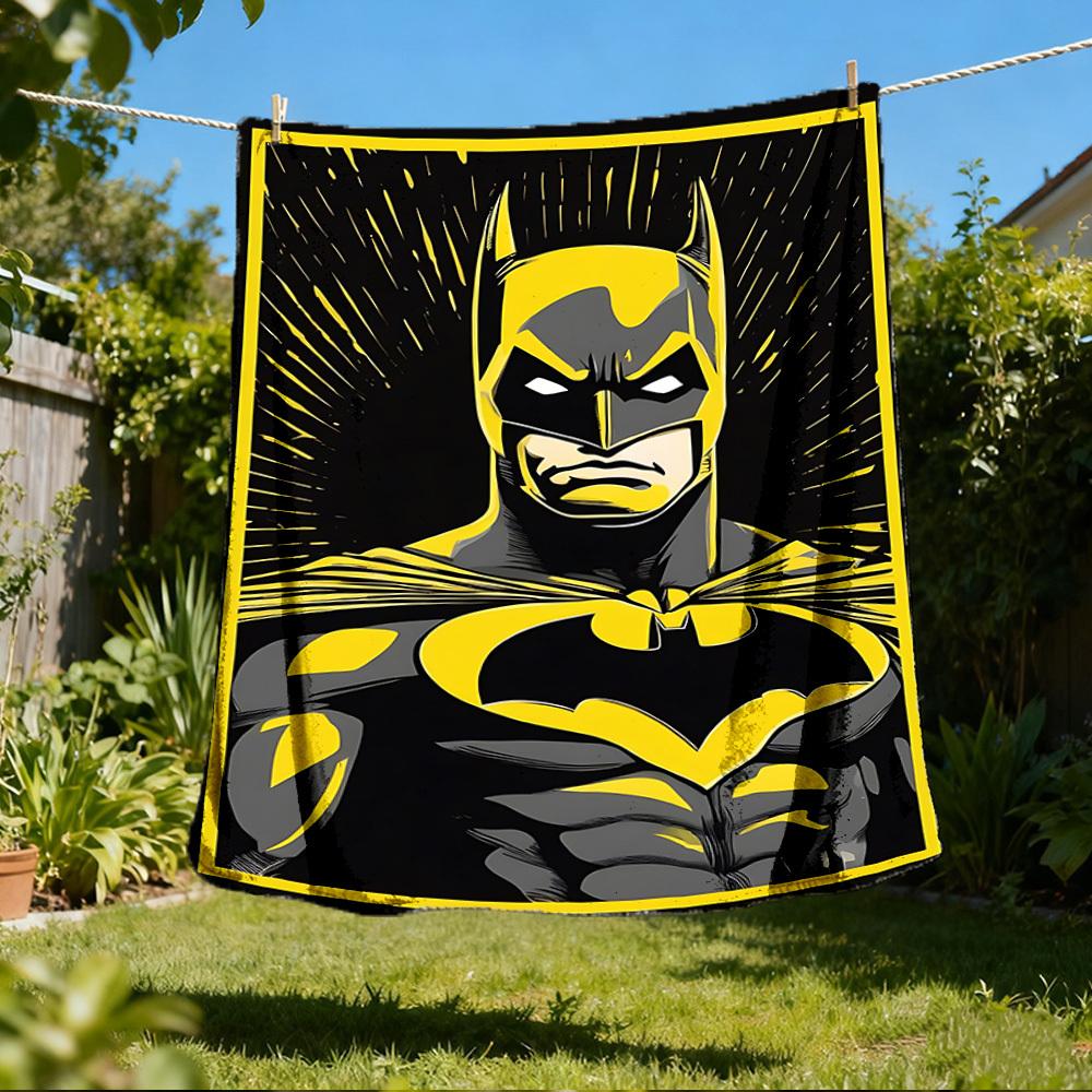 1pc Batman, Superhero Outdoor Flannel Throw Blanket Soft, Lightweight & Warm for Sofa, Office Chair, Camping & Travel Durable Polyester Fabric
