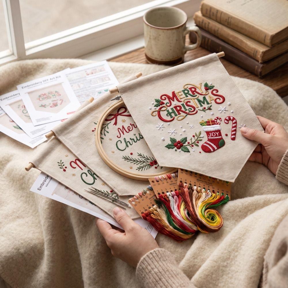 Snowman Christmas Embroidery Kit Santa Claus DIY Embroidery Kit Adults & Beginners