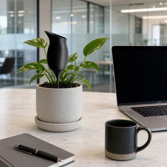 Wine Glass Self Watering Planter, 3D Printed Matte Black PLA Automatic Watering Dispenser, Universal Fit for Pots, Easy Plant Care for Travel Lazy