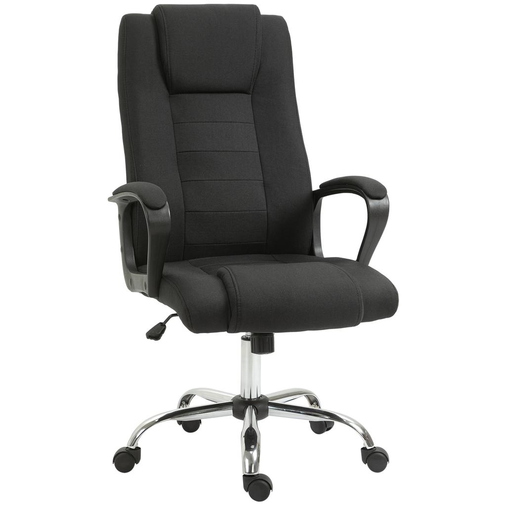 Office Chair Ergonomic Desk Chair with Armrest, Height-Adjustable Swivel Chair with Linen Look, Padded Computer Chair, Black