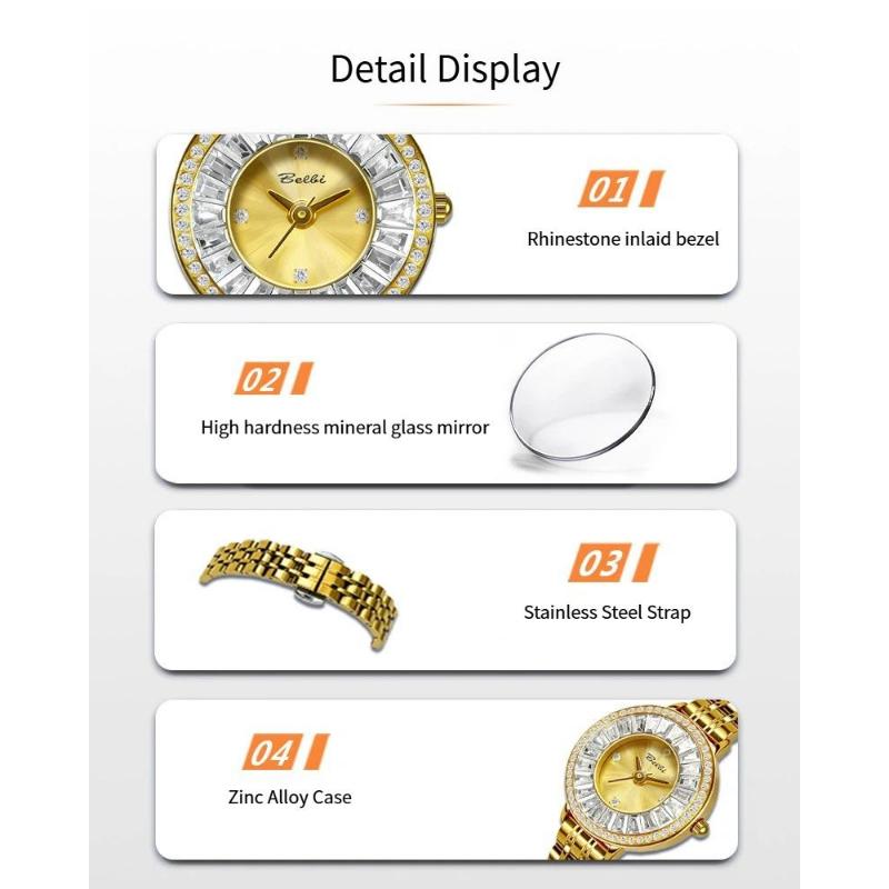 Fashion Ladies Quartz Watch with Sparkling Crystal Stainless Steel Bracelet Wristwatch Elegant Business Dress Watch for Women