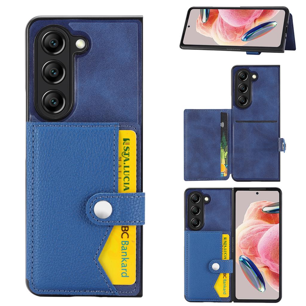 Suitable for Samsung Z Fold6 mobile phone case Z Fold5 lychee pattern insert card bag anti-drop protective case FOLD4