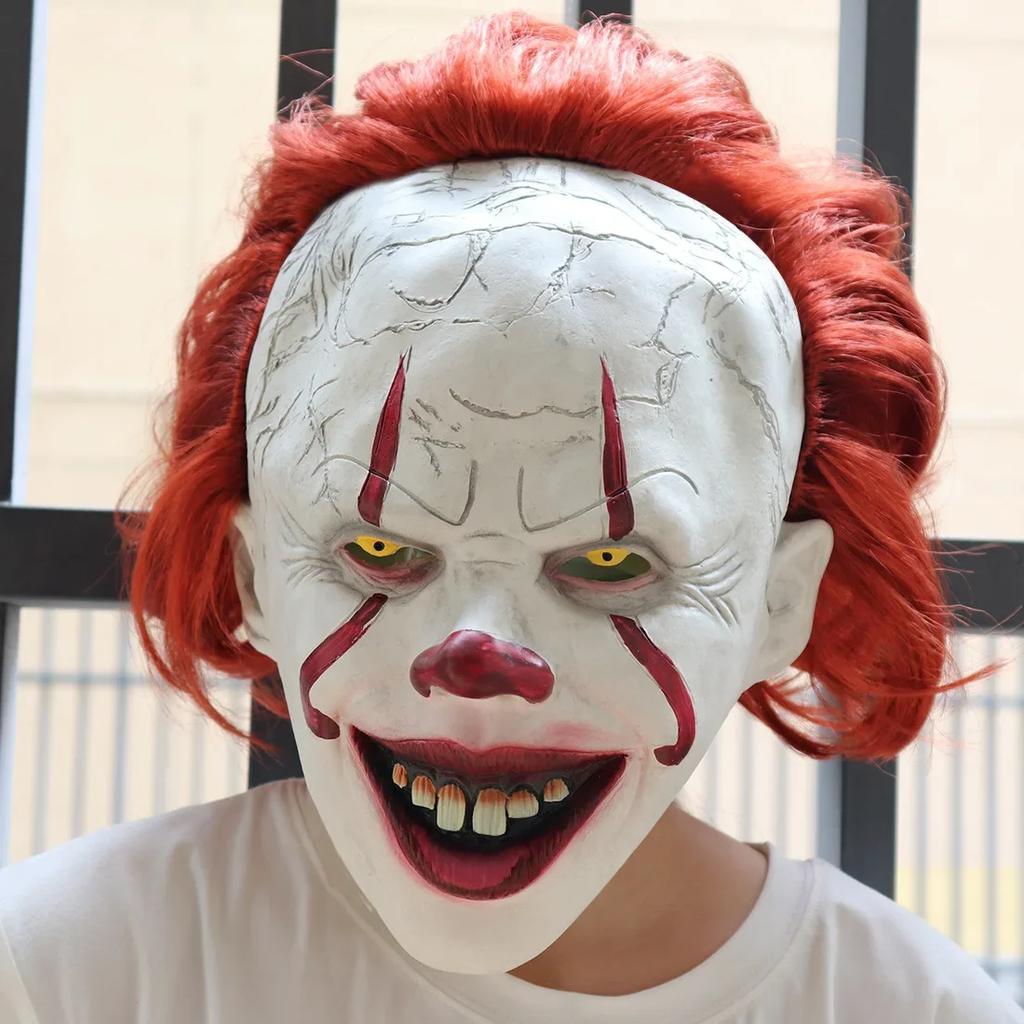 Joker 2 Latex Glow Cosplay Mask Horror Halloween LED Wig