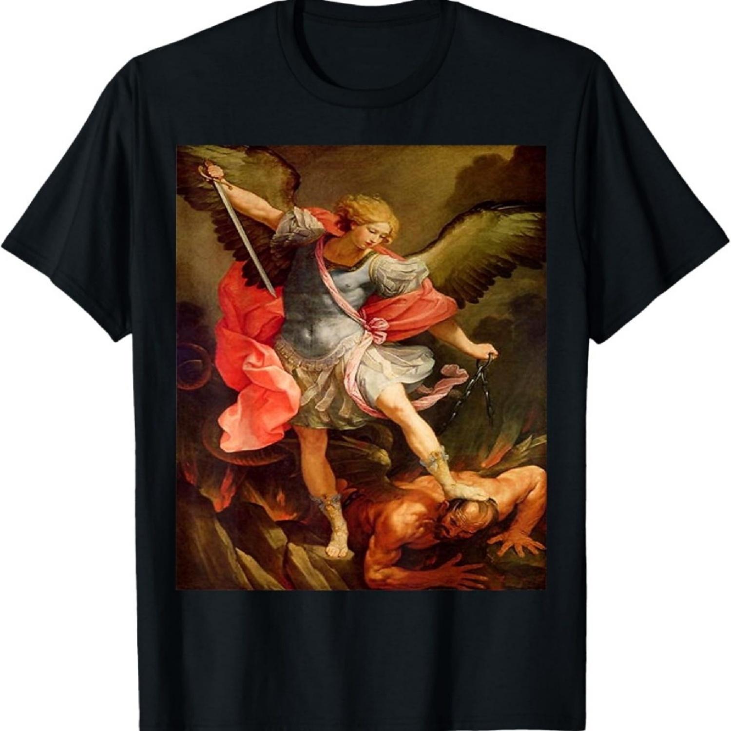 

Angels Archangel Michael Defeating Satan Christian Warrior T-Shirt XXXXXL чорний