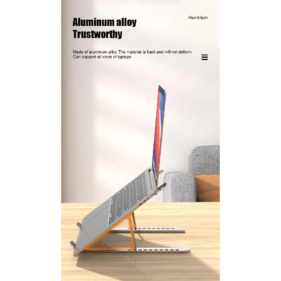 Držák na notebook z hliníkové slitiny Stojánek Nastavitelný Skládací Přenosný Pro notebook Držák Zvedací Držák chlazení Neklouzavý