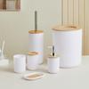 6-Piece Bathroom Cleaning & Organization Set: Trash Can, Suction Cup, Soap Dish, Toilet Brush, and More.
