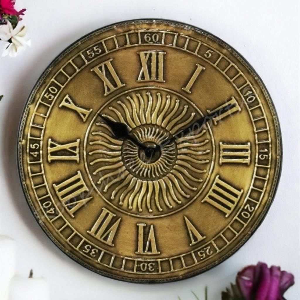 Vintage Uhr Handgefertigte Holz- und Messing-Wanduhr / 10 Zoll (25 Cm'S) / Reines Messing/Handgehämmerte Kunst/Antikes Finish, Analog