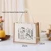 Hand-Painted Graffiti Canvas Tote Bag - Yellow Linen Logo Pattern