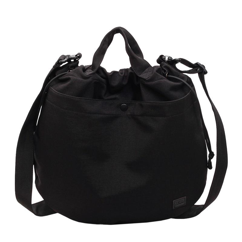 2026 Chic Japanese Workwear Style Solid Color Women's Casual Handbag - Drawstring Fashion Single Shoulder Crossbody Bag
