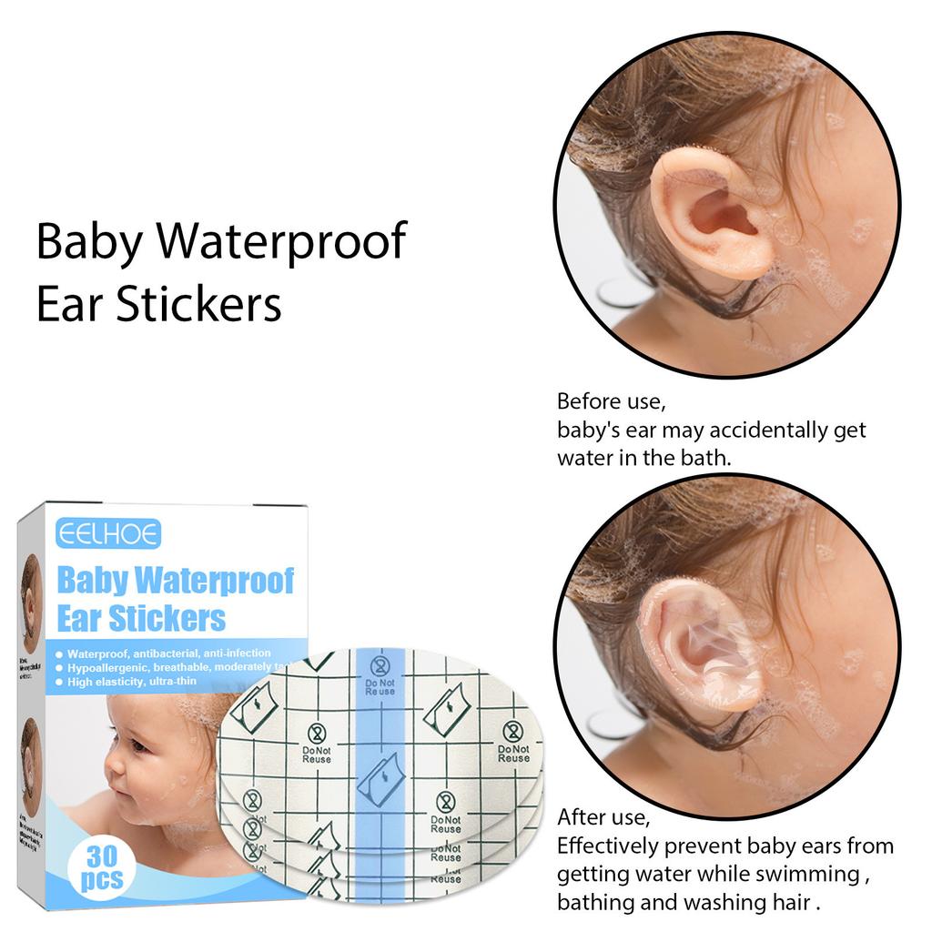 60pcs Ear Covers For Shower,Disposable Baby Waterproof Ear Water Protection Covers Caps Ear Stickers For Swimming Bathing Showering Surfing
