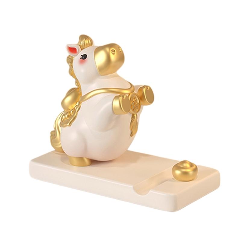 Fortune Bringing Horse Theme Mobile Holder Artistic Rosin Crafted Cellphone Stand Phone Support Stand for Office Decor