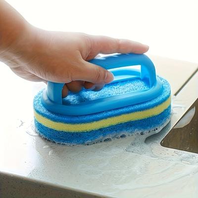 Heavy-Duty Kitchen Sponge Brush with Handle Non-Scratch Cleaning Tool for Pots and Dishes