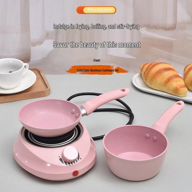 Longhe Mini Flat-Bottom Electric Ceramic Milk Pot and Detachable Frying Pan
